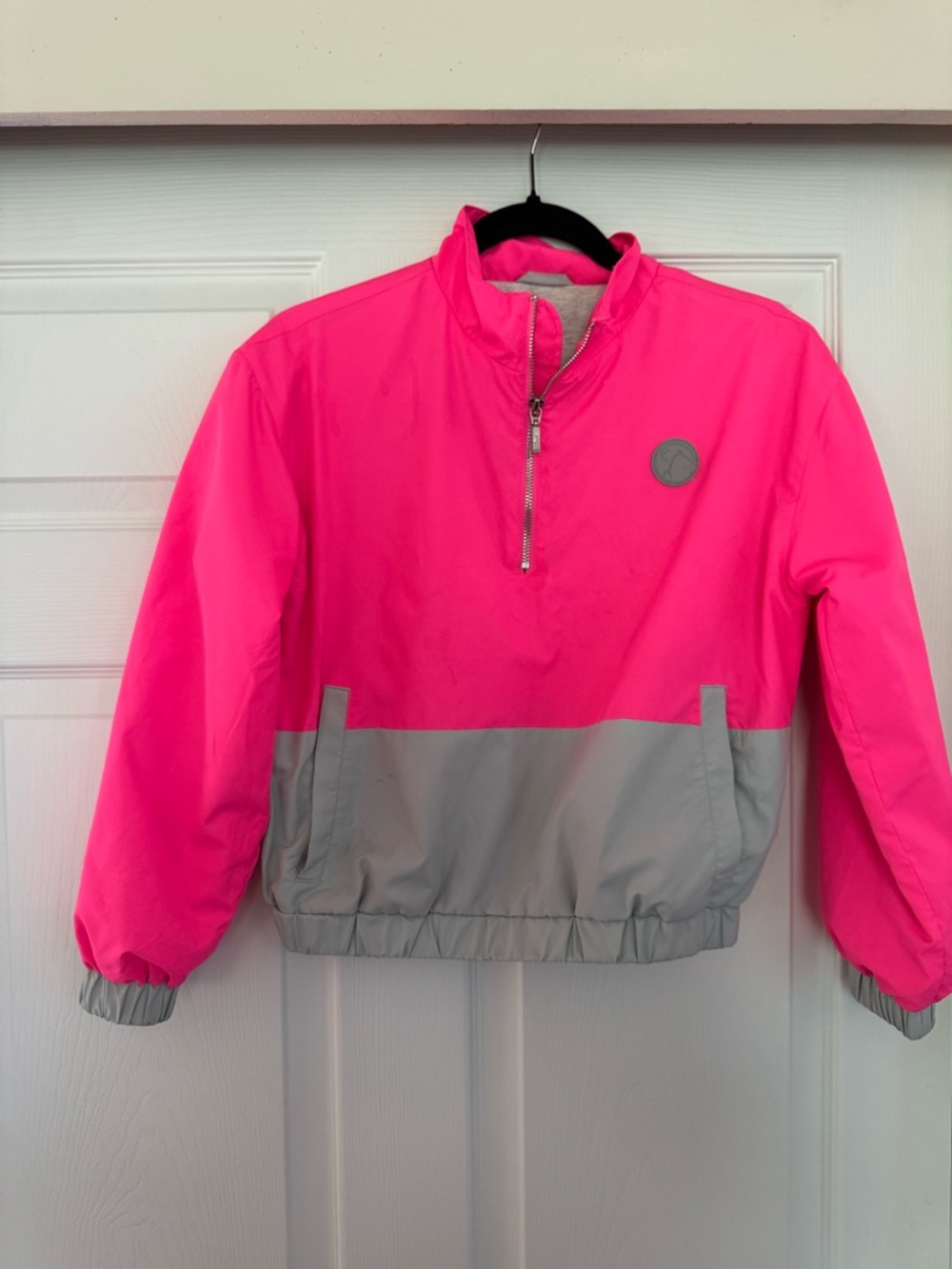 Zyia Active Girls Pink Gray Windbreaker Pullover Jacket Size 12-14